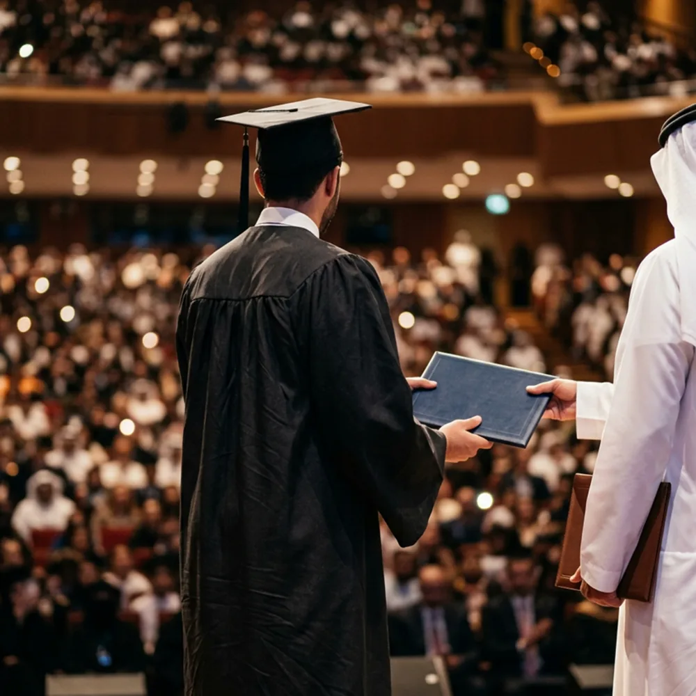 خريج جامعي يتسلّم شهادته